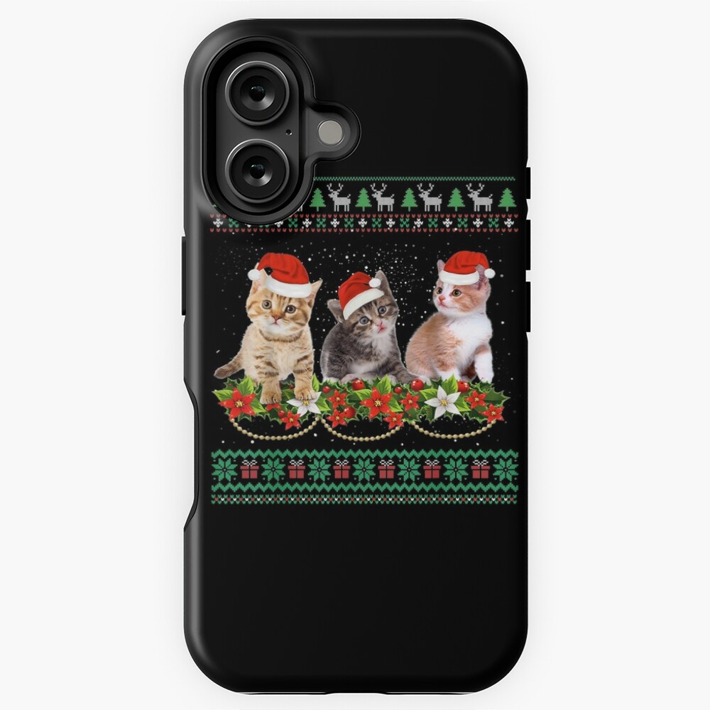 Christmas Cat Ugly Sweater iPhone Case