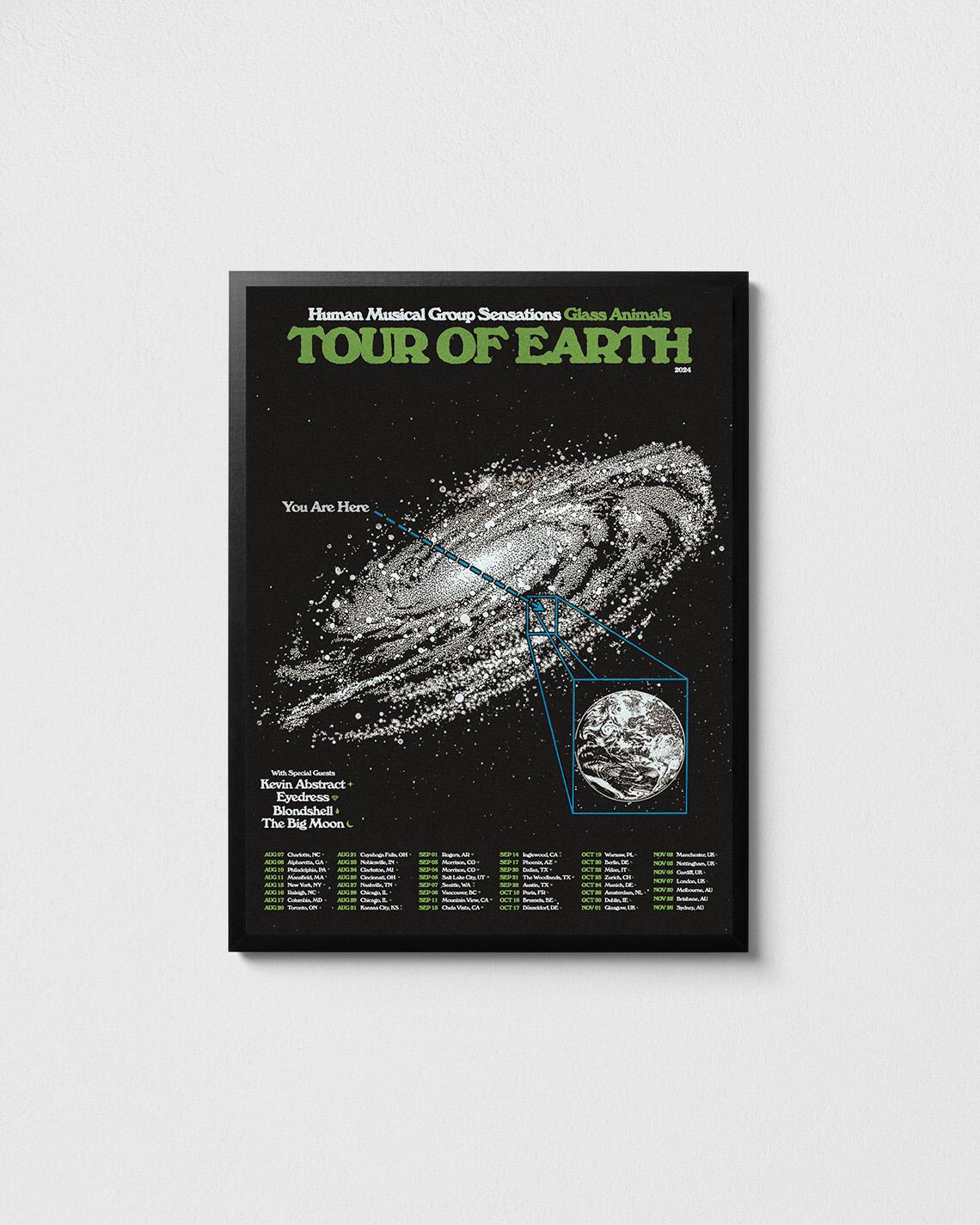 Glass Animals Tour of Earth poster, I Love You So F***ing Much tour print, Indie rock lover wall art, Music wall decor