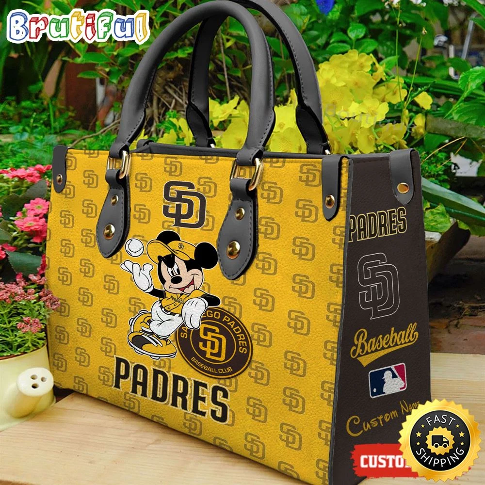 Personalized San Diegos Team Padres Leather Bag, Baseball Custom Bag