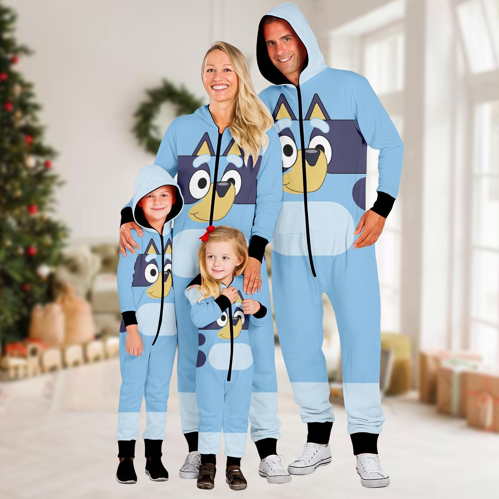 Blue Dog Kigurumi Onesie, Dog Cartoon One-piece Pajama, Jumpsuit, Movie Cosplay Loungewear, Christmas Gift