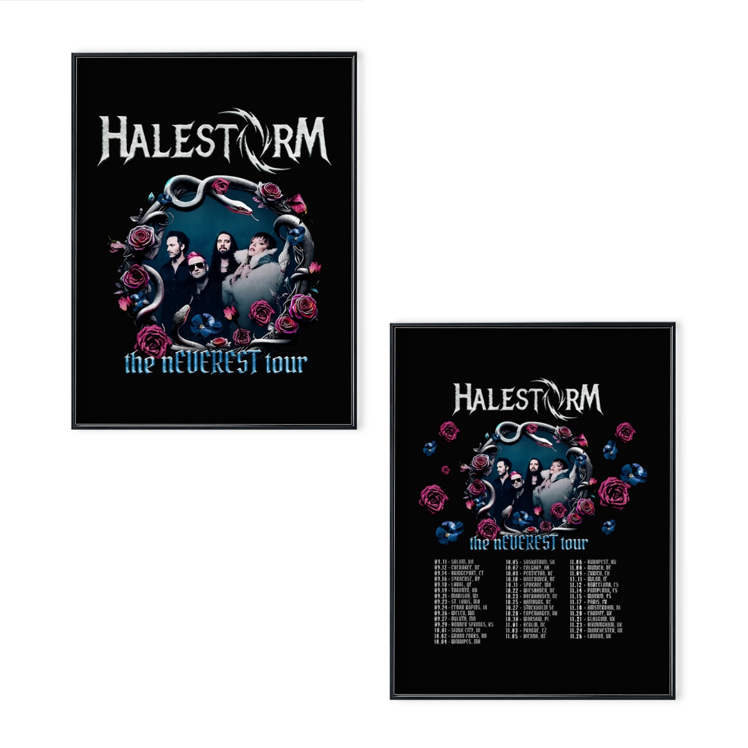 Halestorm The Neverest Tour 2025 Dates Unisex Poster Set All Size S-5XL Fan Gift