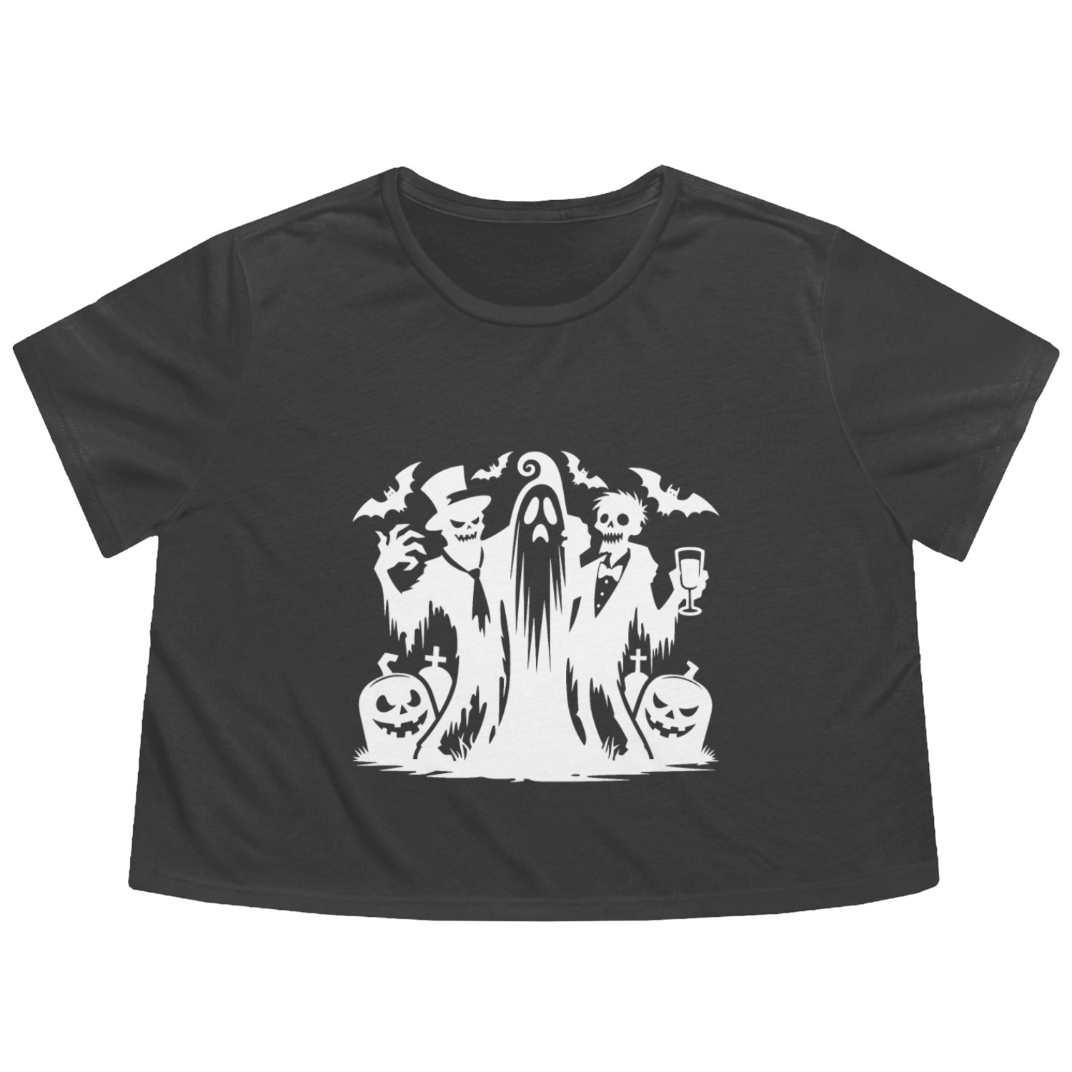 Fun Children's Halloween Pumpkin Party With Zombie Flowy Cropped Tees