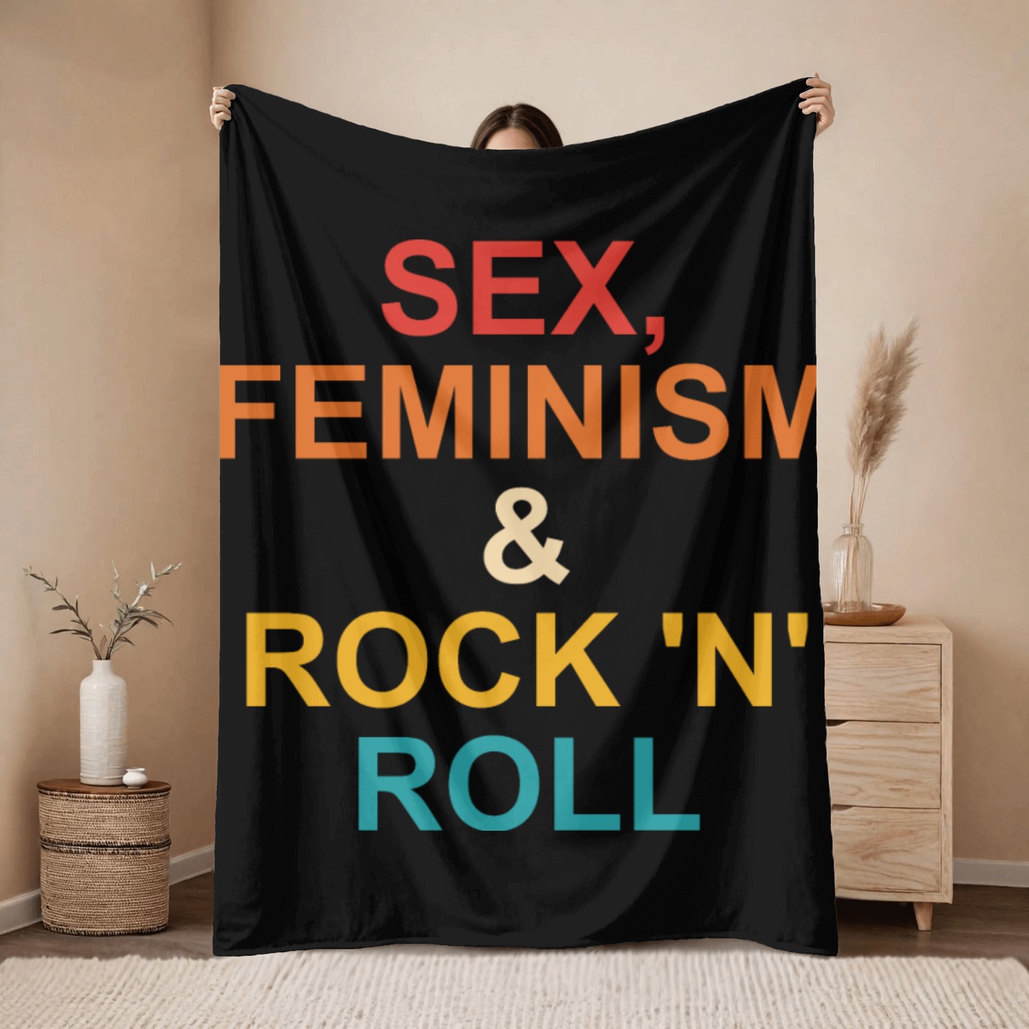 sx, FEMINISM & ROCK 'N' ROLL Throw Blankets