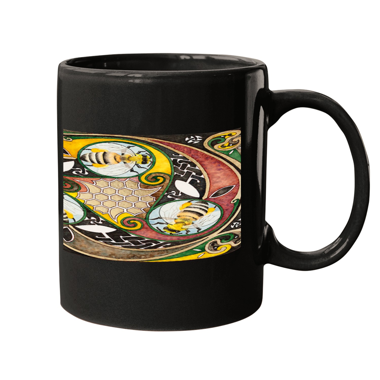 VIKING CELTIC KNOTWORK TRIPLE CELTIC SPIRAL BEES Mugs