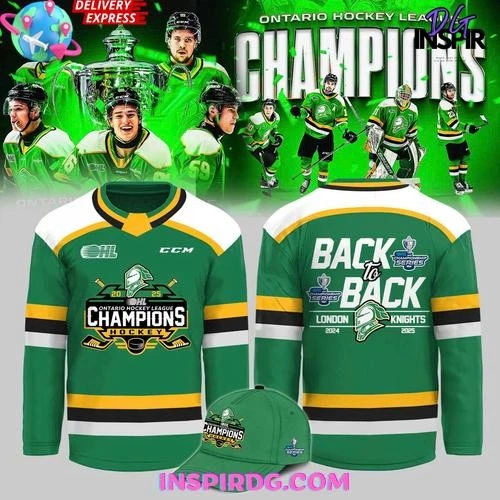 London Knights Back-to-Back Champions 2024 – 2025 Green Hockey Jersey