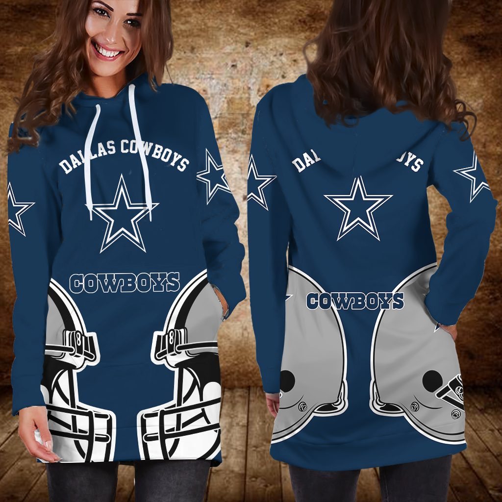 football Dallas Cowboys Blue Women Hoodie Dress