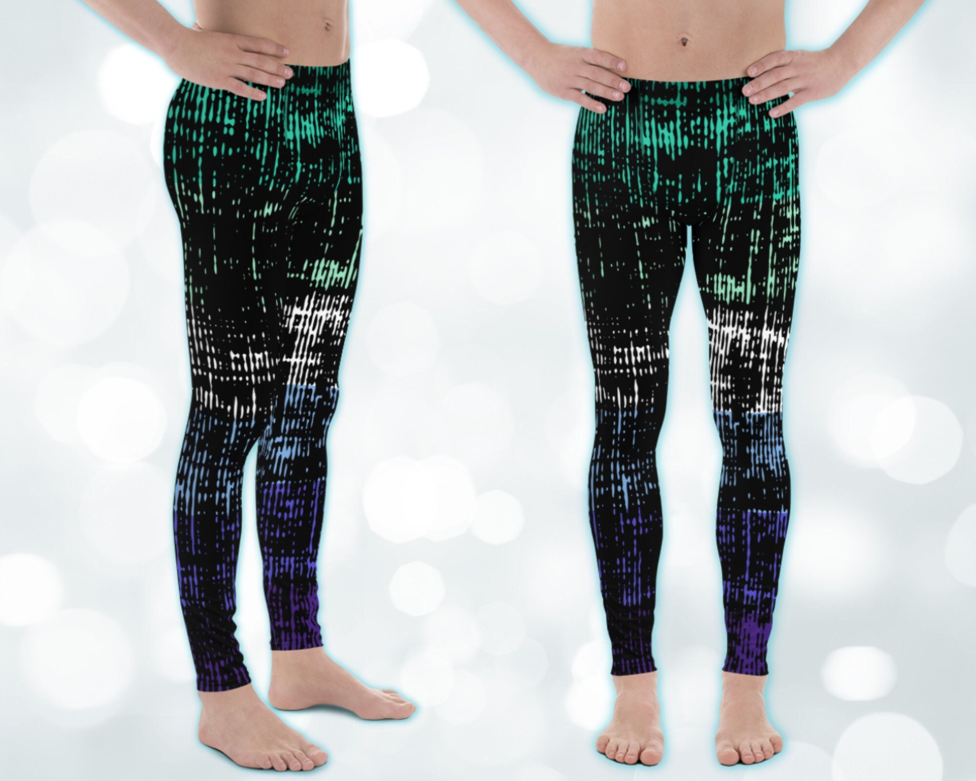 Grunge MLM Flag Leggings, distressed Gay Male Pride Leggings, subtle Gay Flag Leggings