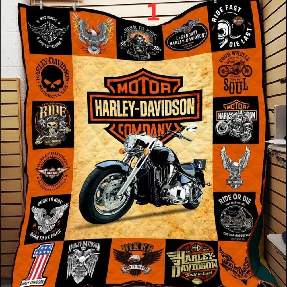 Haarleyy Davidson Motorcycle Fleece Quilt Blanket