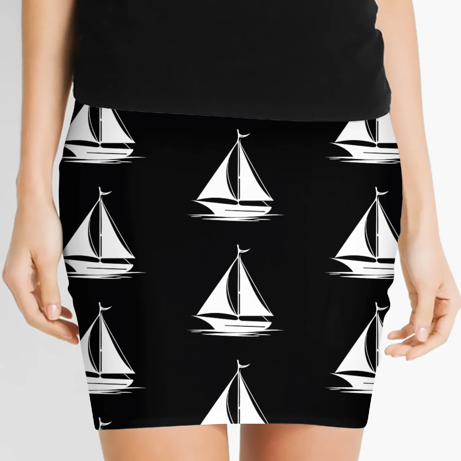 Fast Sailing Boat With Set Sails Women's Mini Skirts
