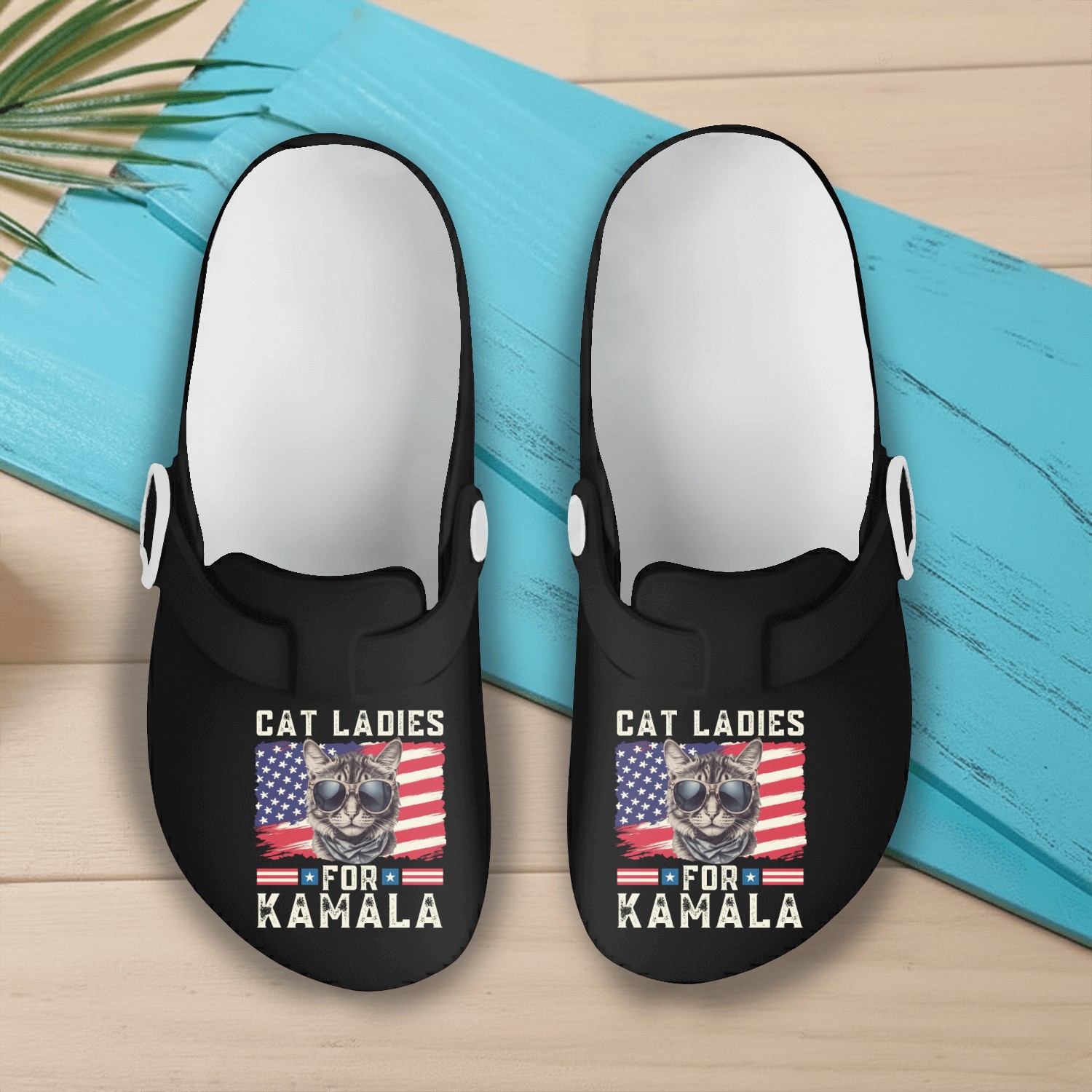 Cat ladies for kamala Harris 2024 Slip On Clogs