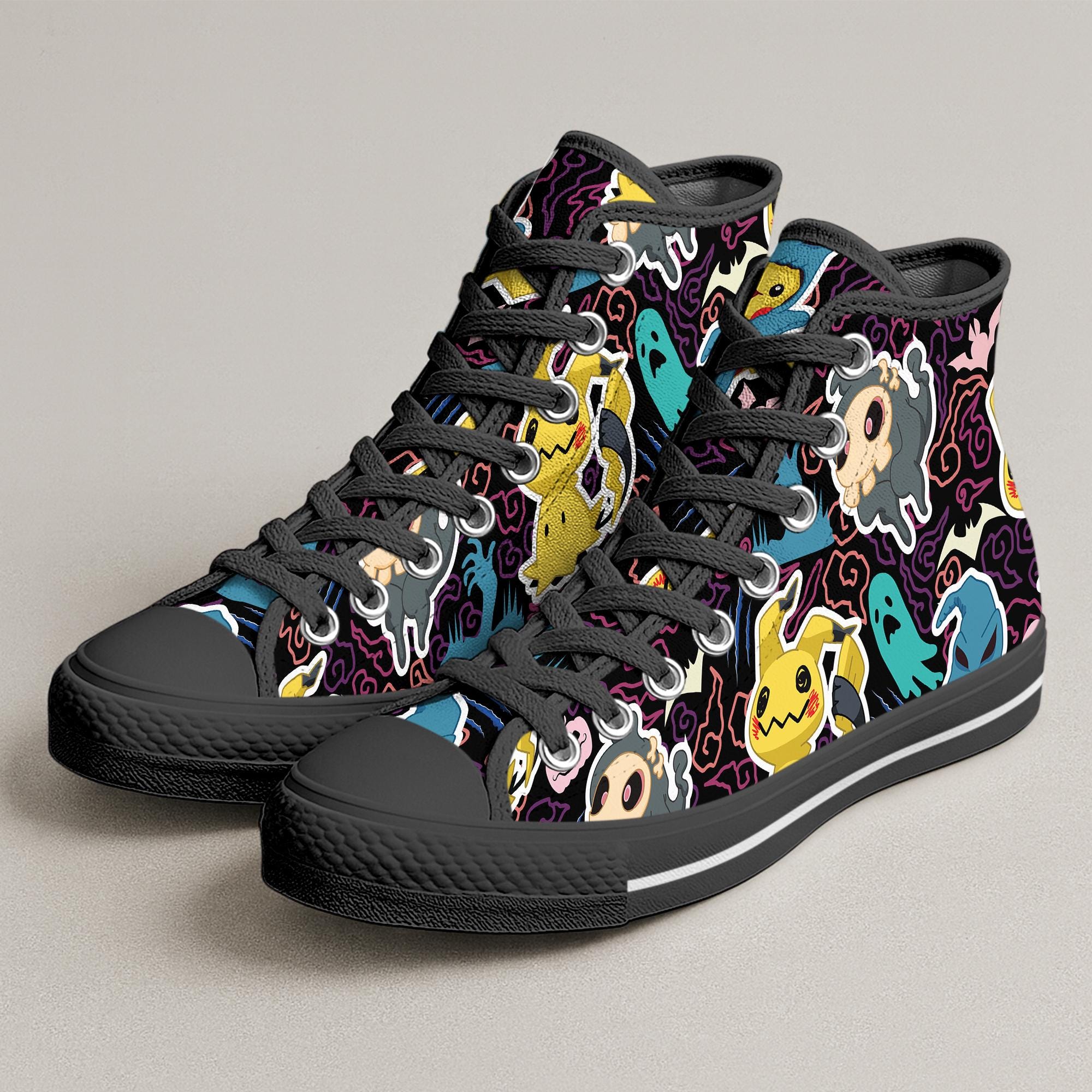 Pika High Top Shoes, Cute Fat Pika Art Sneakers, Kawaii Anime Shoes, Pika Shoe Gift