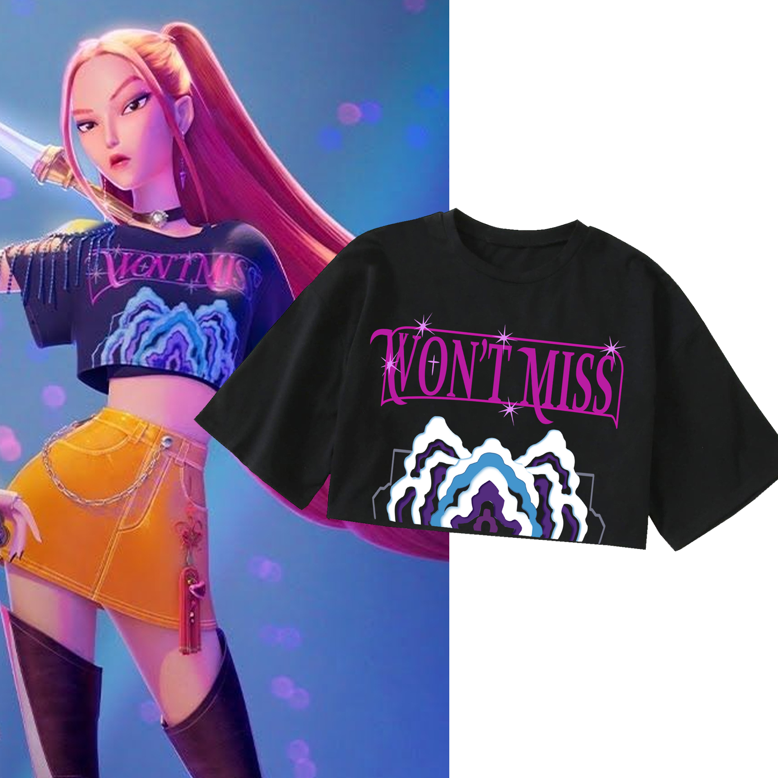 KPop Demon Hunters Mira Crop Top T-Shirt for Women and Girls