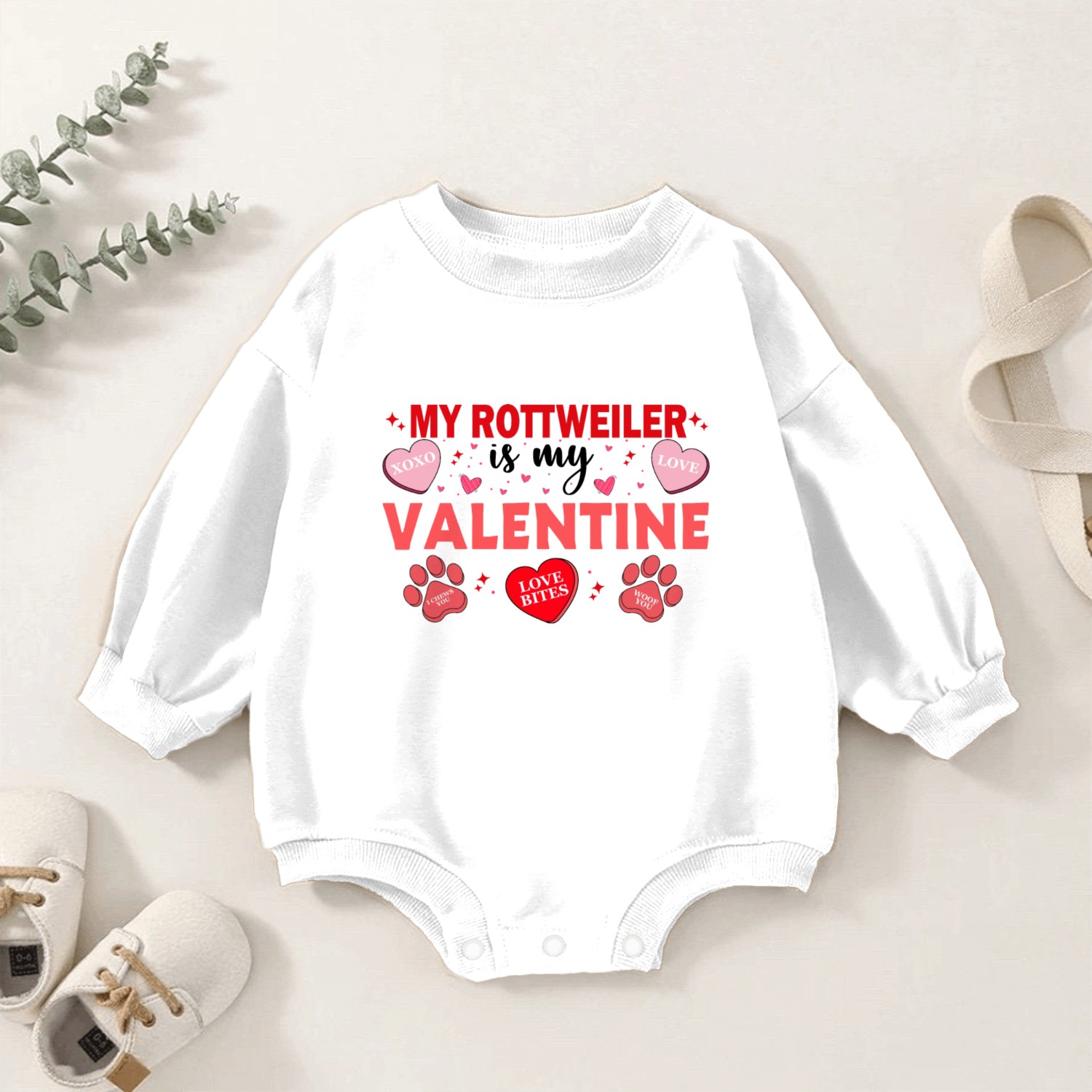 My Rottweiler Is My Valentine Baby Romper Sweatshirts