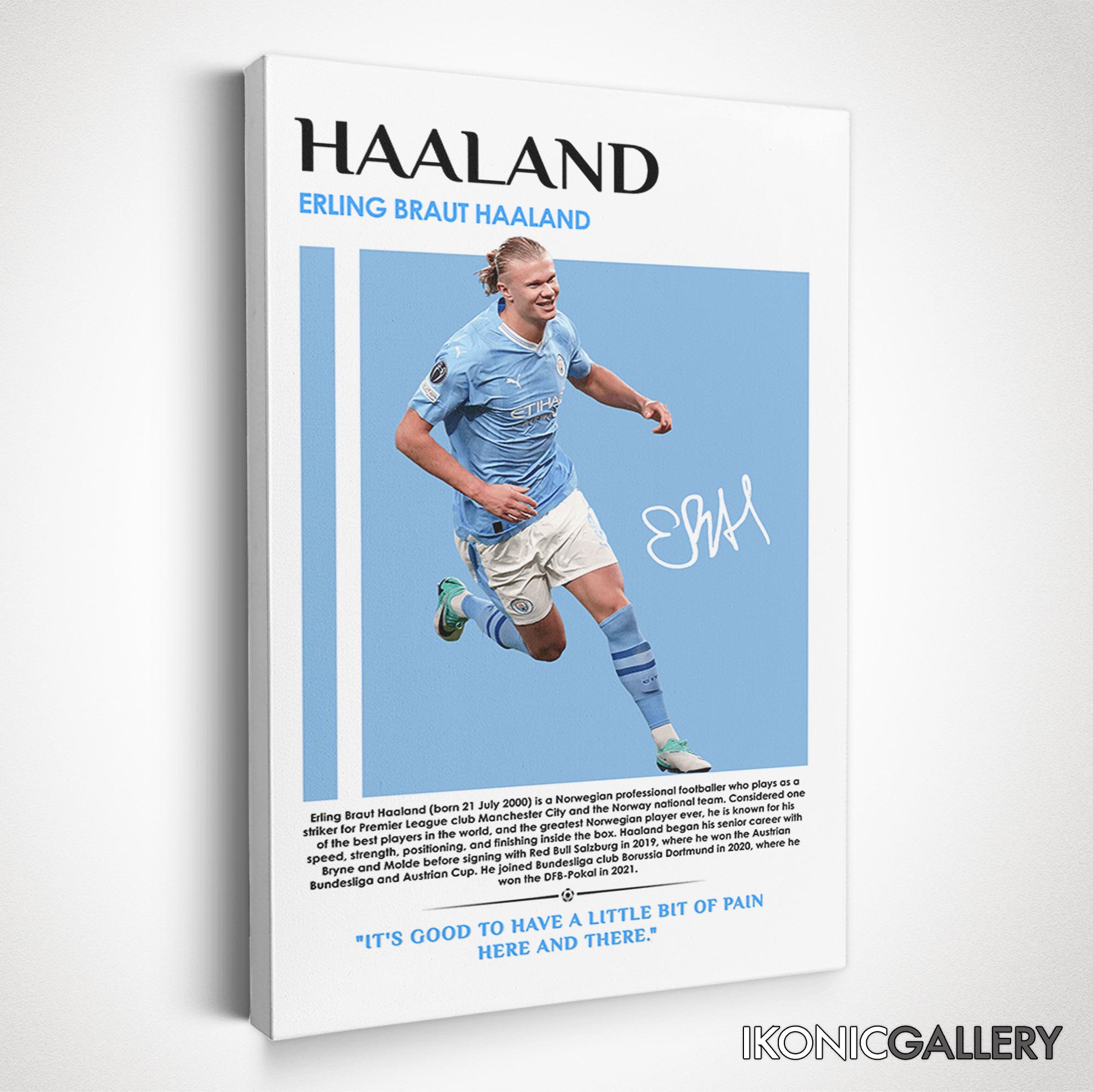 Erling Haaland Manchester City Canvas Art, Footballer Wall Decor