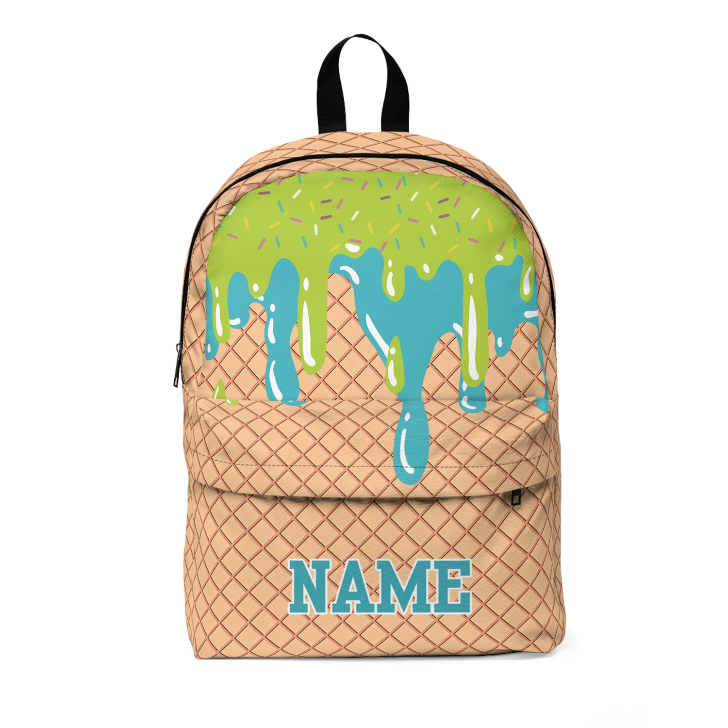Personalized Ice Cream Drip Backpack - Custom Name Unisex School Bag