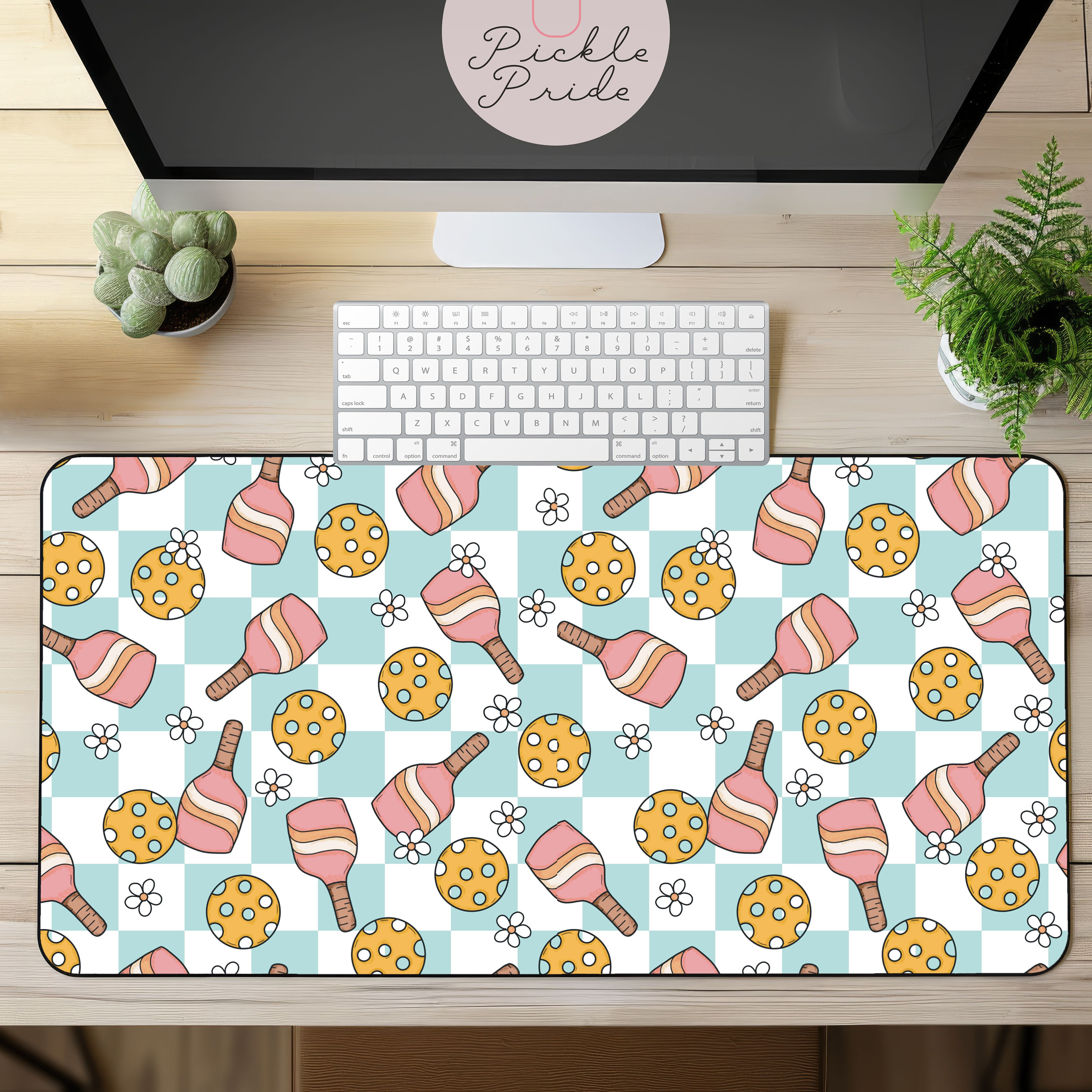 Pickleball Desk Mat, Groovy Pickleball Desk Mat, Pickleball Desk Decor