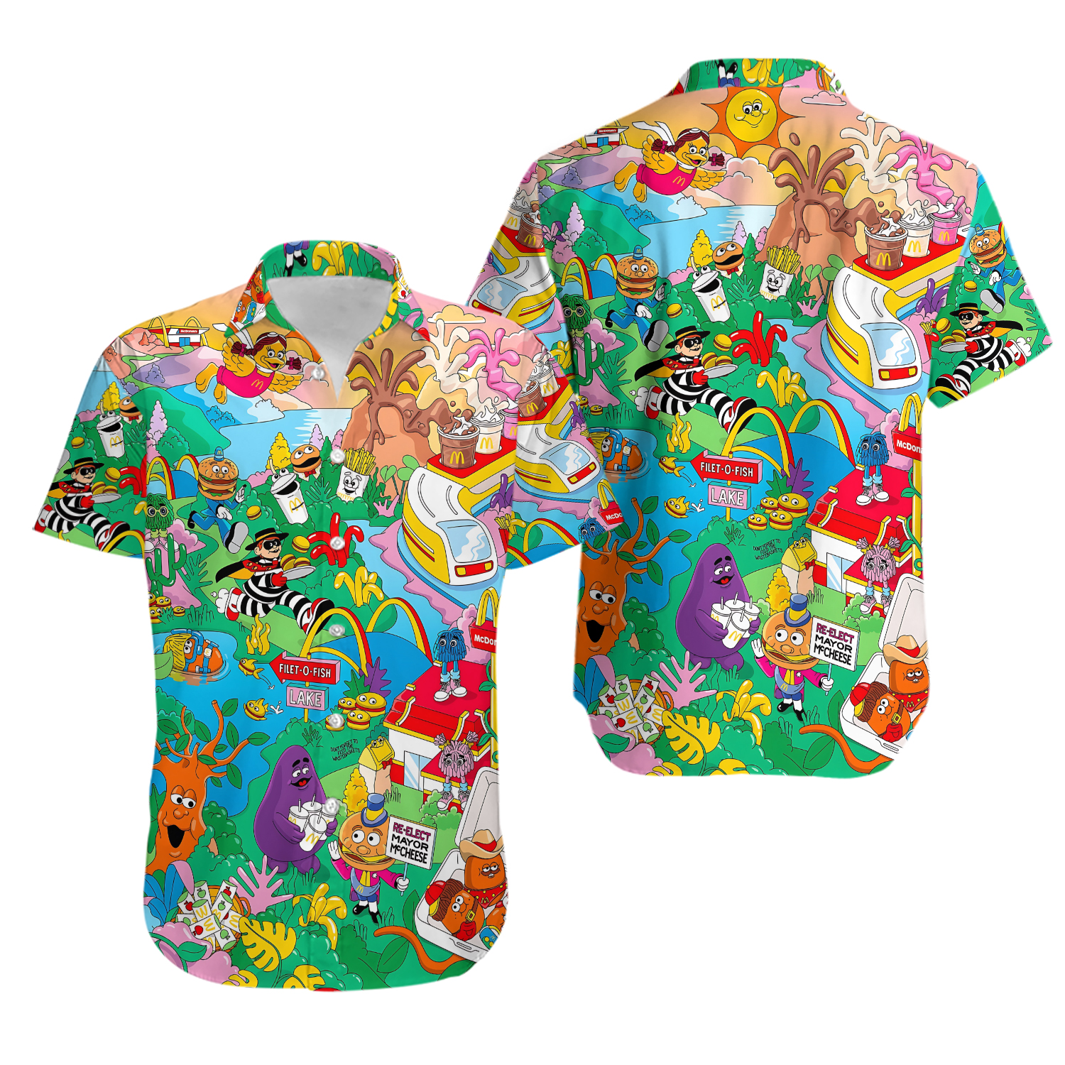 Foodland Mcdonaldland Hawaiian Shirt Casual Button Down Shirt