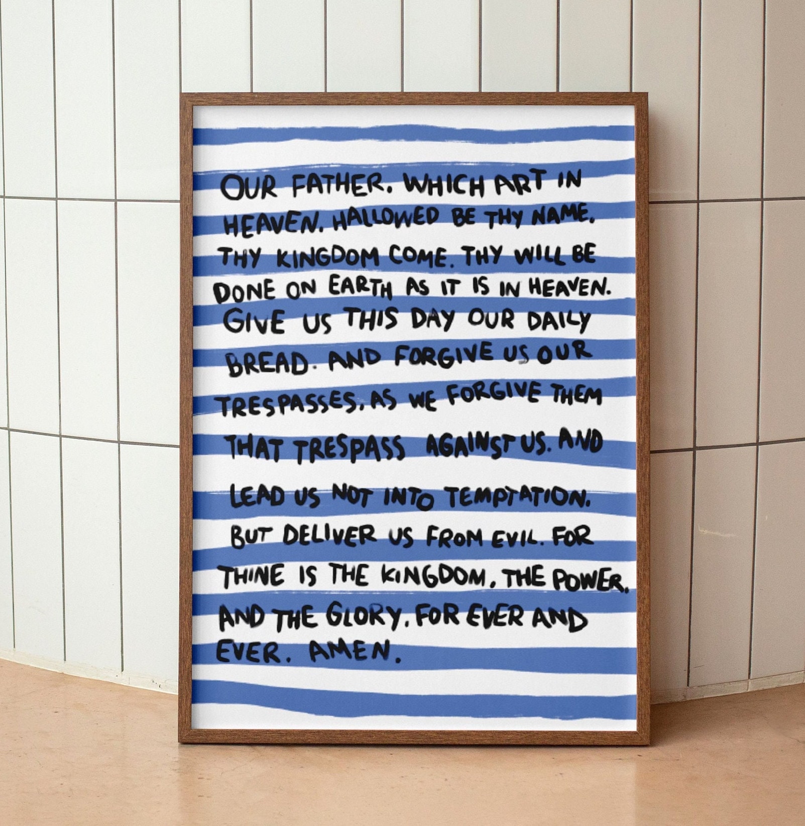 The Lord's Prayer Modern Bible Verse Wall Art, Retro Aesthetic Christian Art Matthew 6 Biblical Scripture Print Sign Prayer Room Decor Art