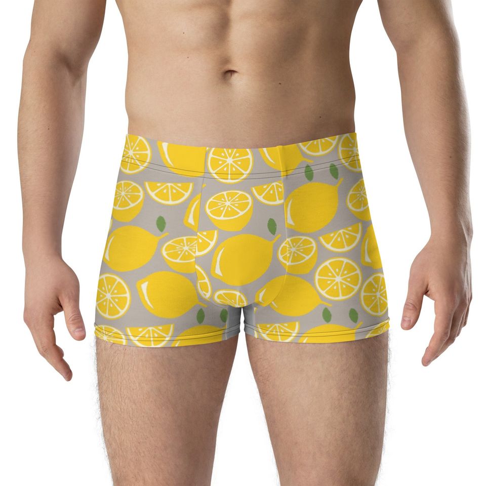 Lemon Men's Boxer Briefs, Lemon Men's Underwear, Gray Men's Undies