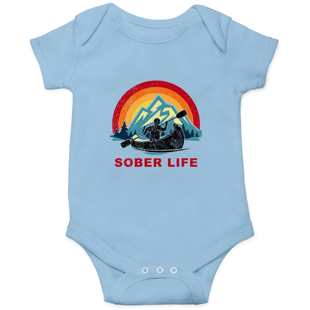 Sober Life Person Canoeing Retro Sunset Aa Na Recovery Baby Bodysuit