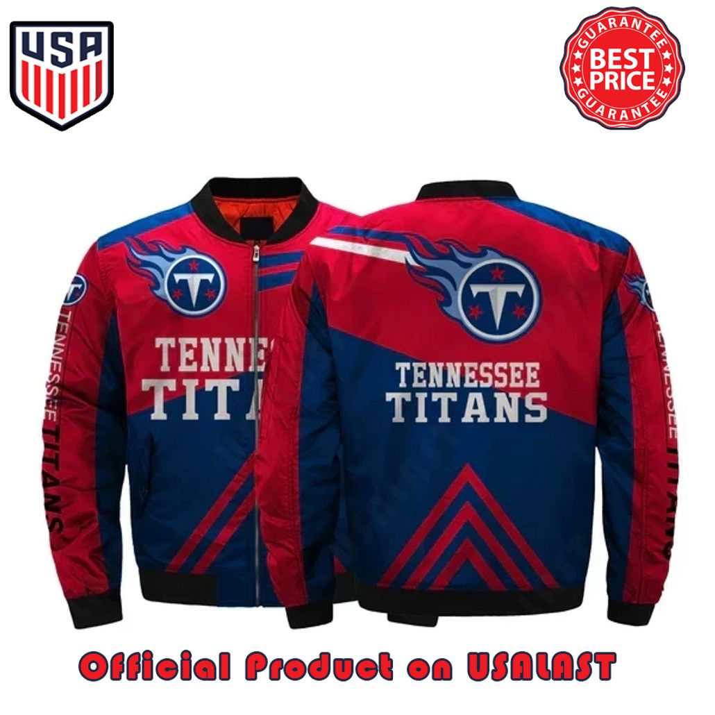 TENNESSEE TITANS LOGO PATTERN BOMBER JACKET – NAVY AND RED