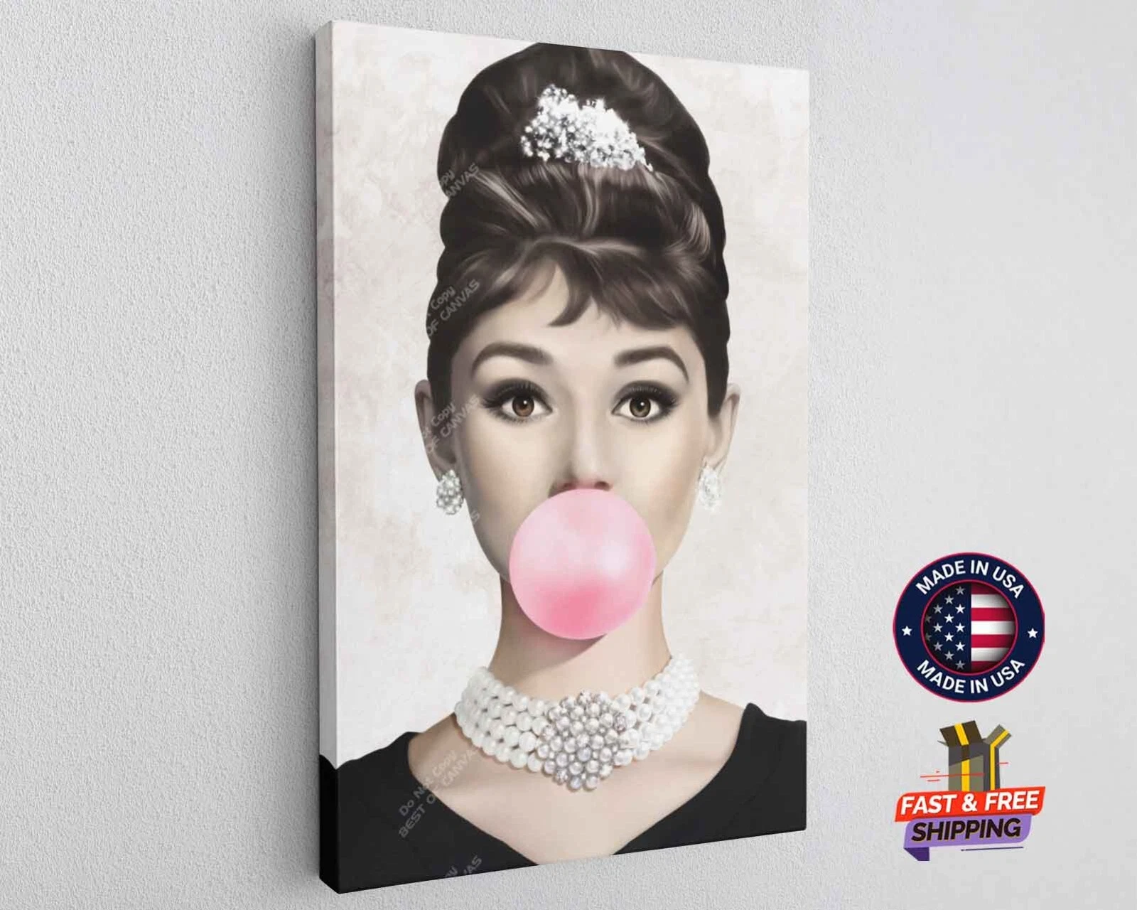 Audrey Hepburn Actress Bobble Canvas Wall Art Home Décor