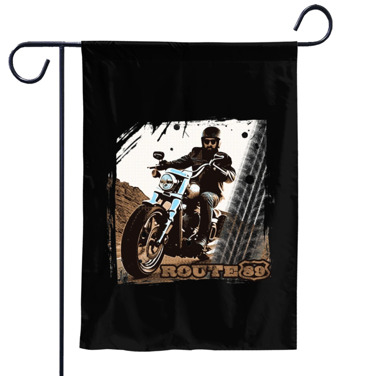Biker Route 89 Garden Flags