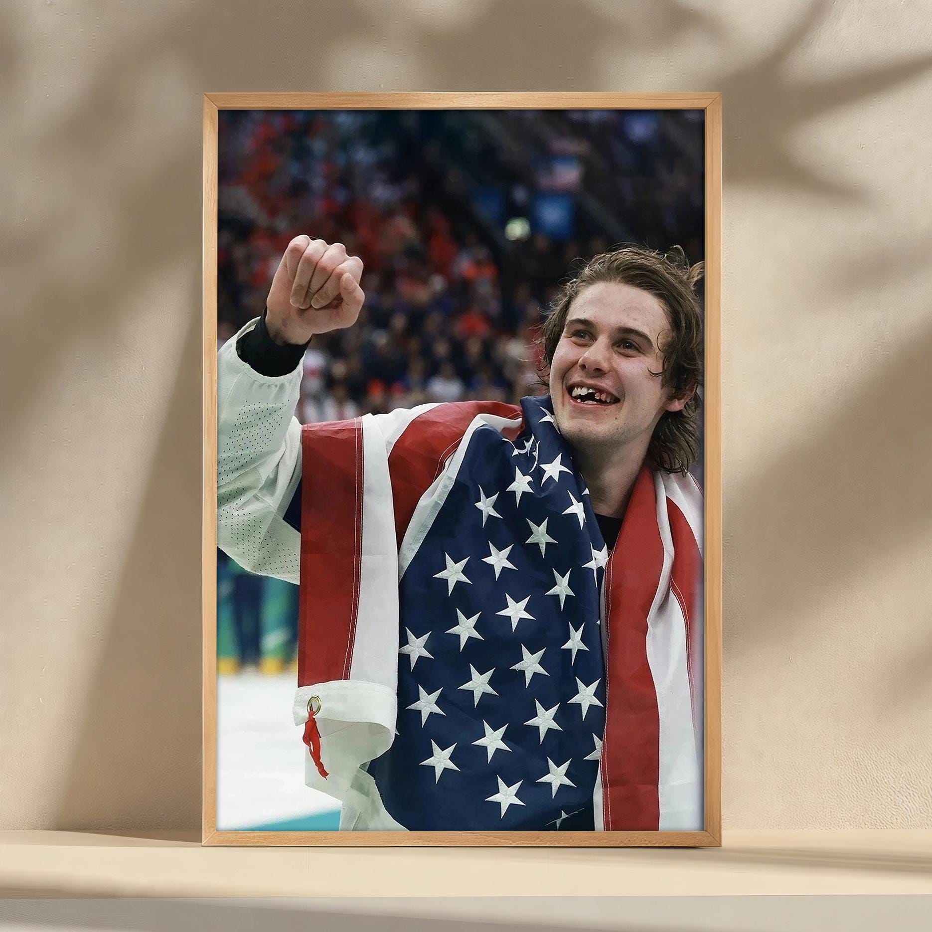 Jack Hughes USA Hockey 2026 Winter Gold Medal Poster, Wall Art, Film Poster Artwork, Home Decor