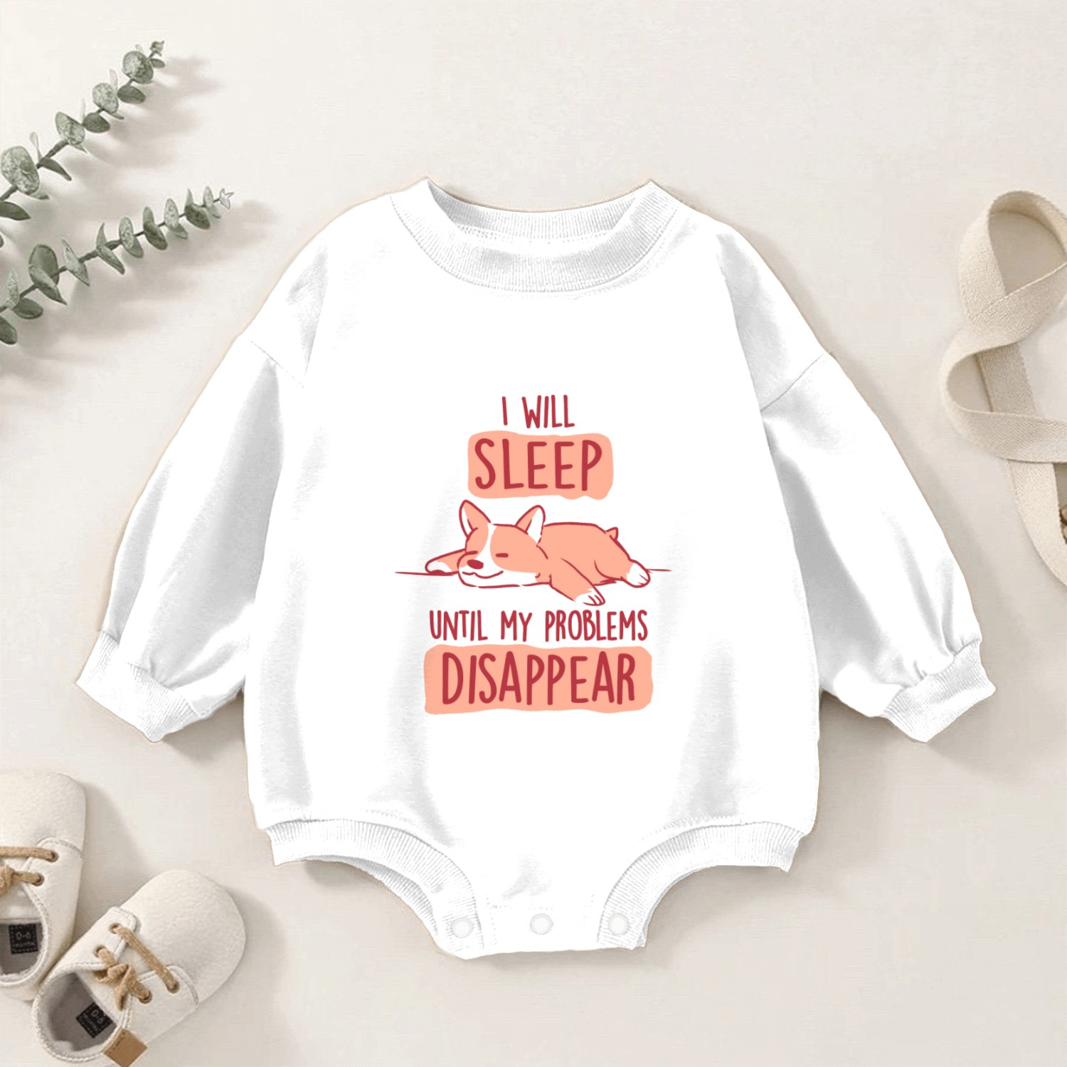 I Will Sleep Until My Problems Disappear Cute Lazy Baby Romper Sweatshirts
