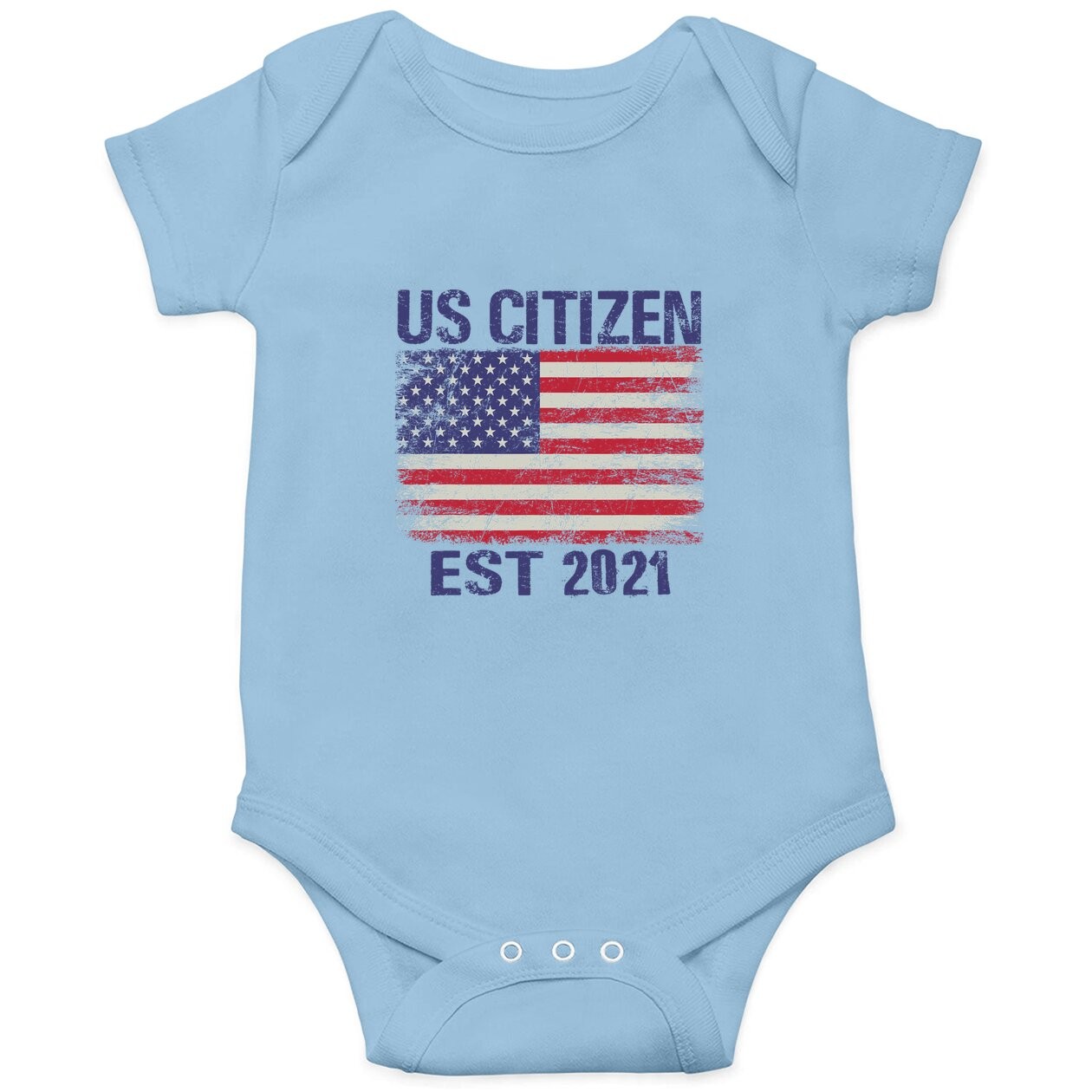 New Us Citizen Est 2021 American Immigrant Citizenship Baby Bodysuit