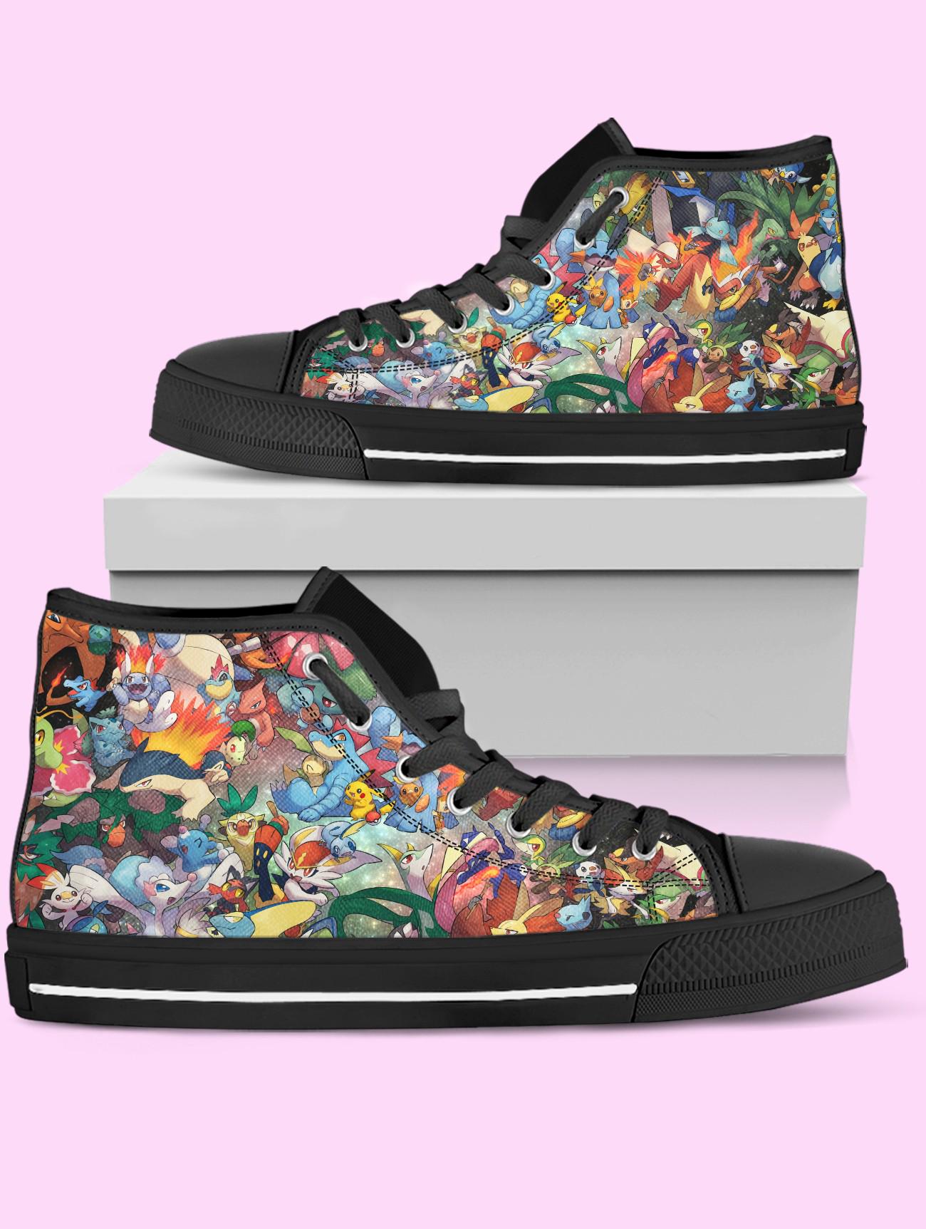 PKM High Top Shoes, Gardevoir, Eevee, Gengar Anime Sneakers for Women, Men