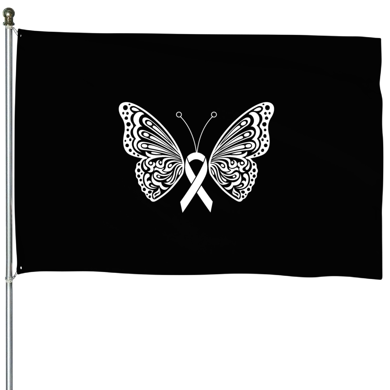 Lung Cancer Awareness White Ribbon Butterfly House Flags