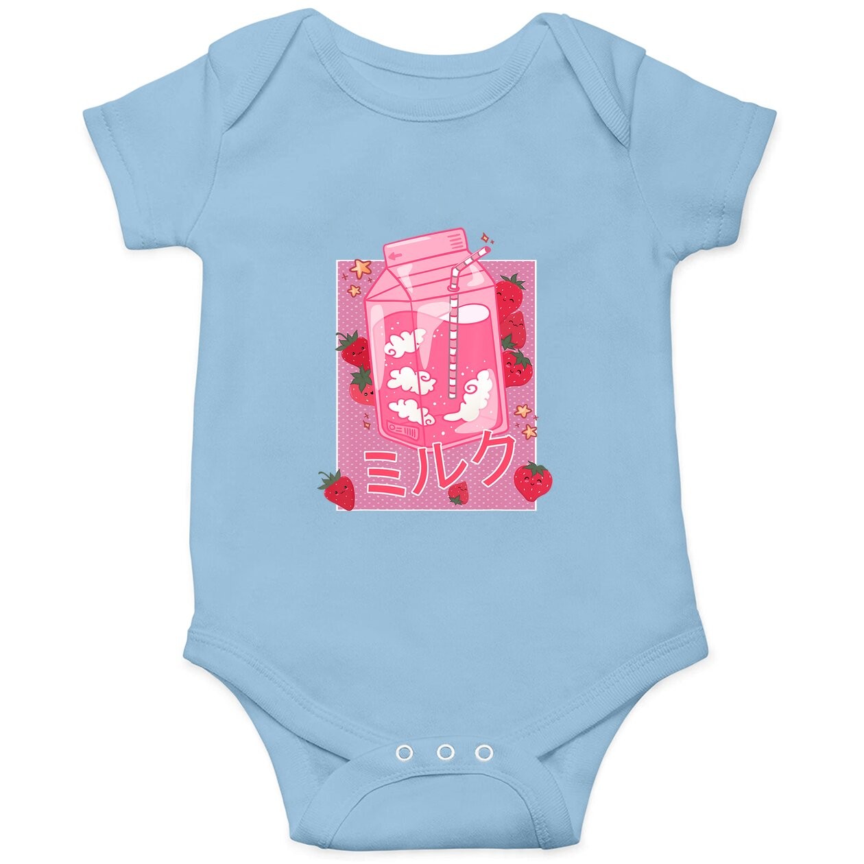 Retro 90s Strawberry Milk Shake - Japanese Kawaii Milk Baby Bodysuit