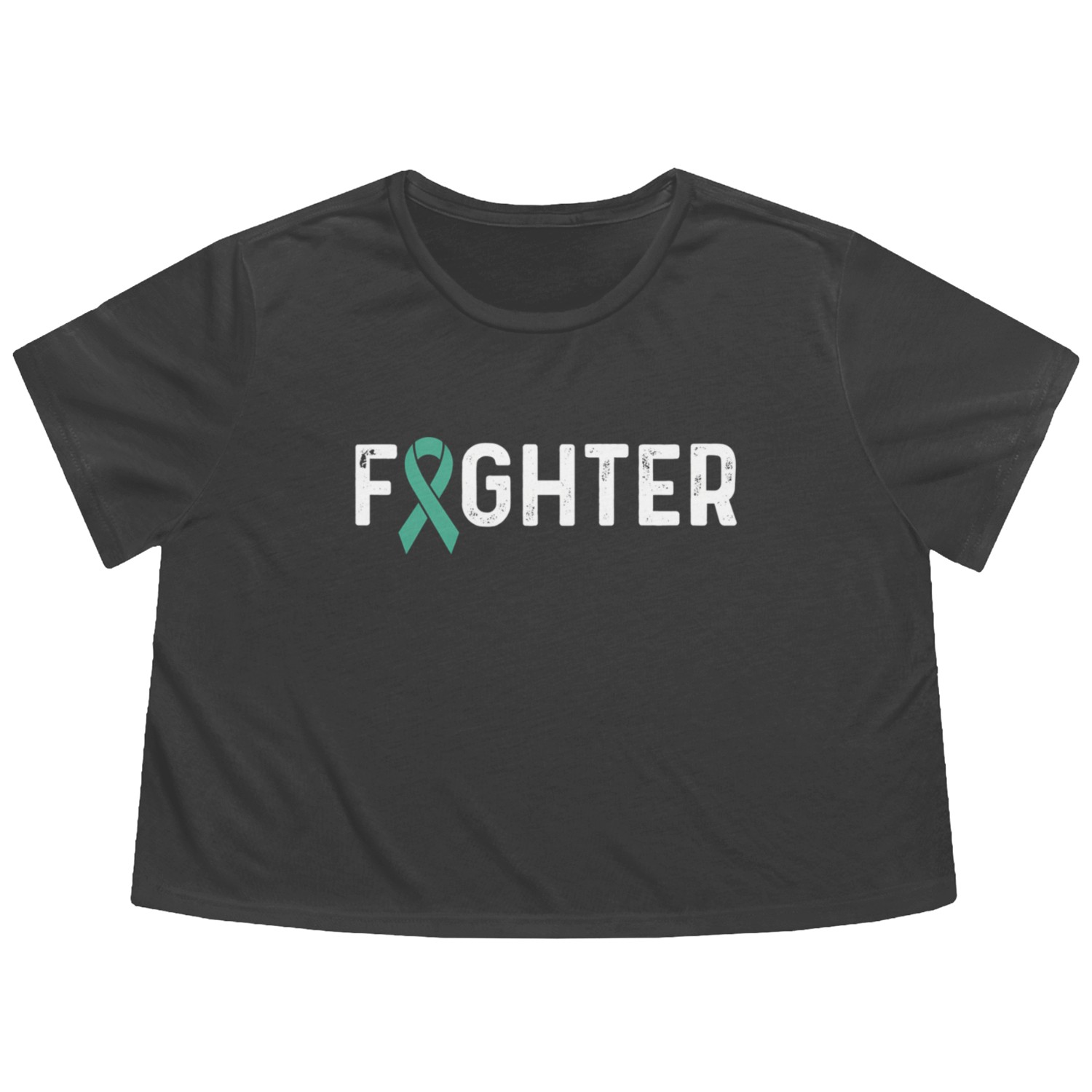 Ovarian Cancer Awareness Products Teal Ribbon Flowy Cropped Tees