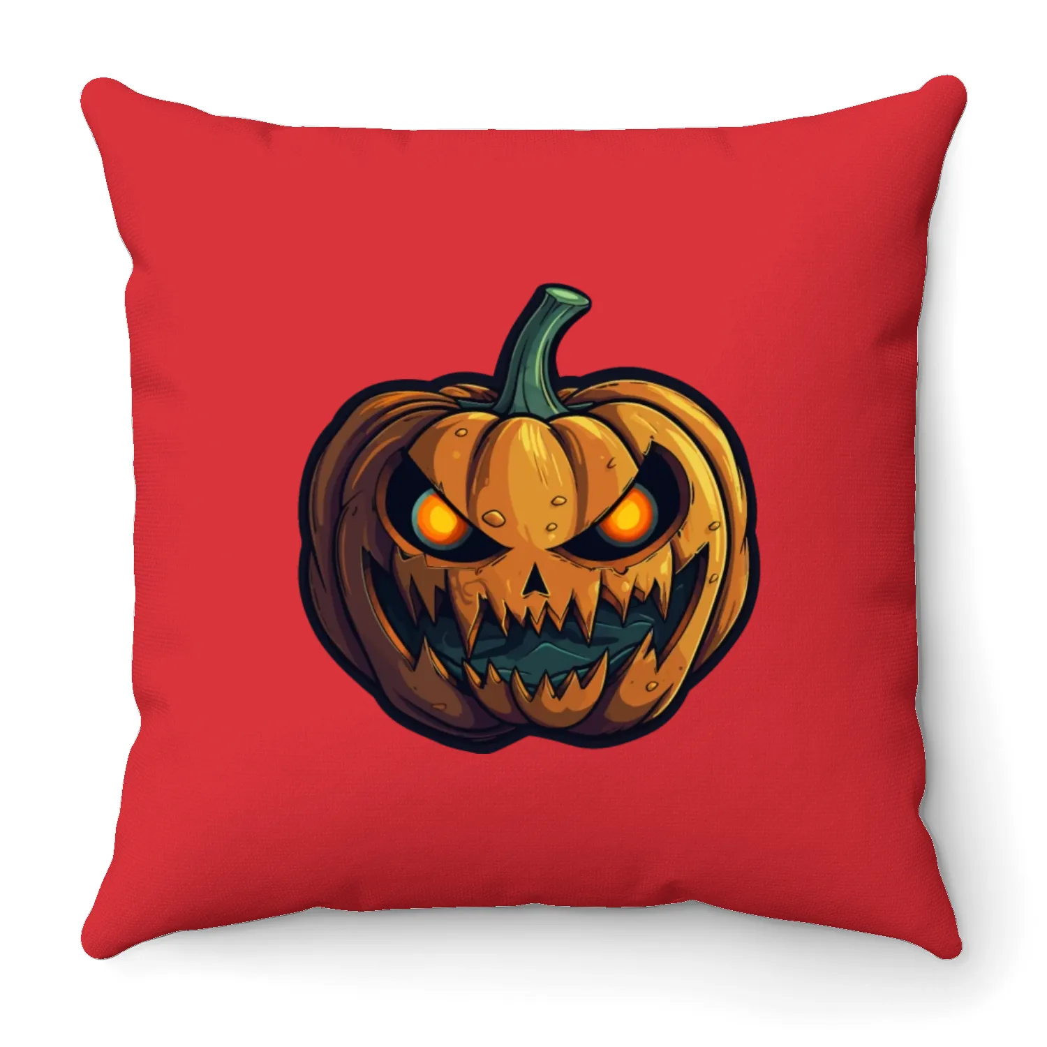 Glowing Eyes Wild Halloween Pumpkin Grimace Throw Pillows