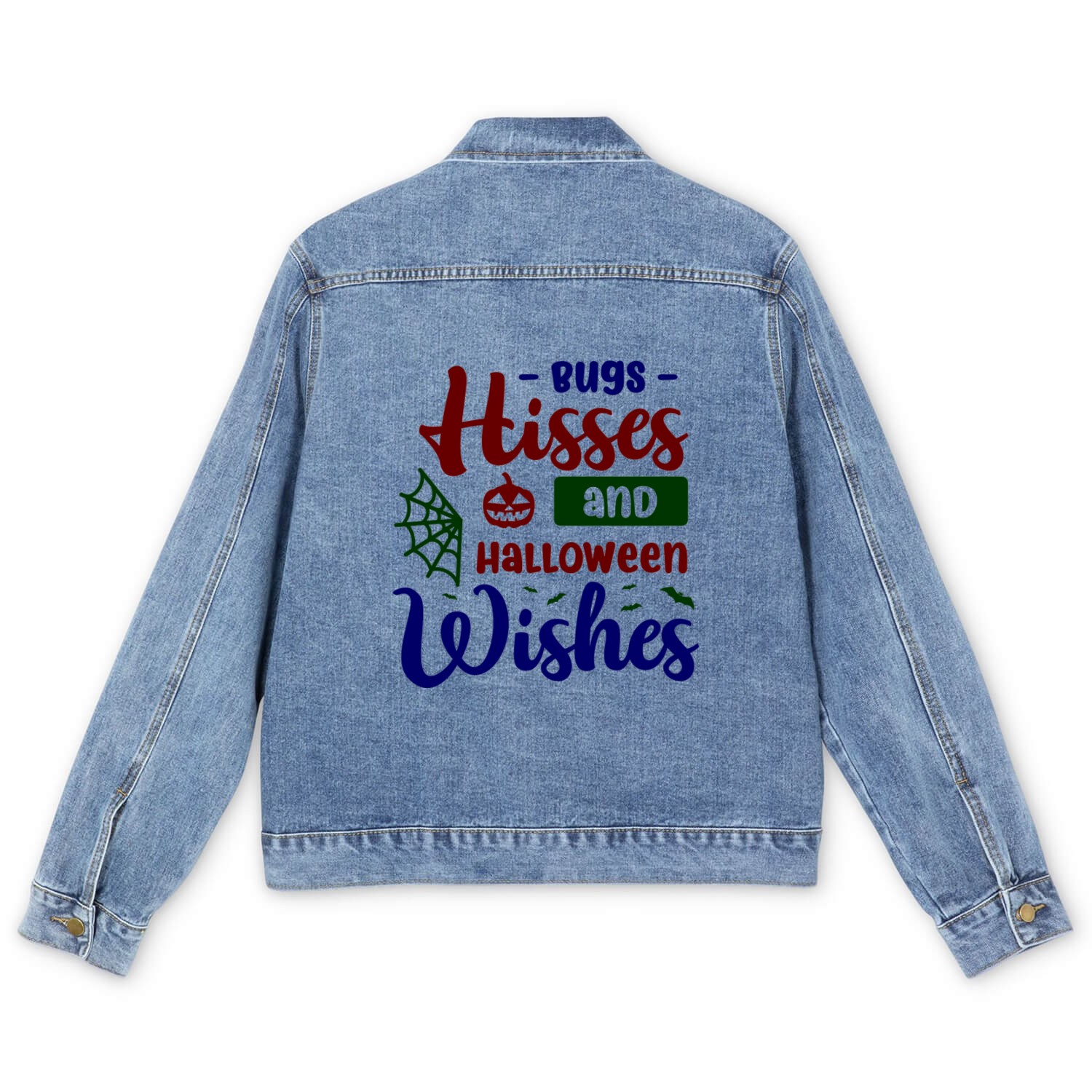 Hisses and Halloween wishes Men's Denim Jackets
