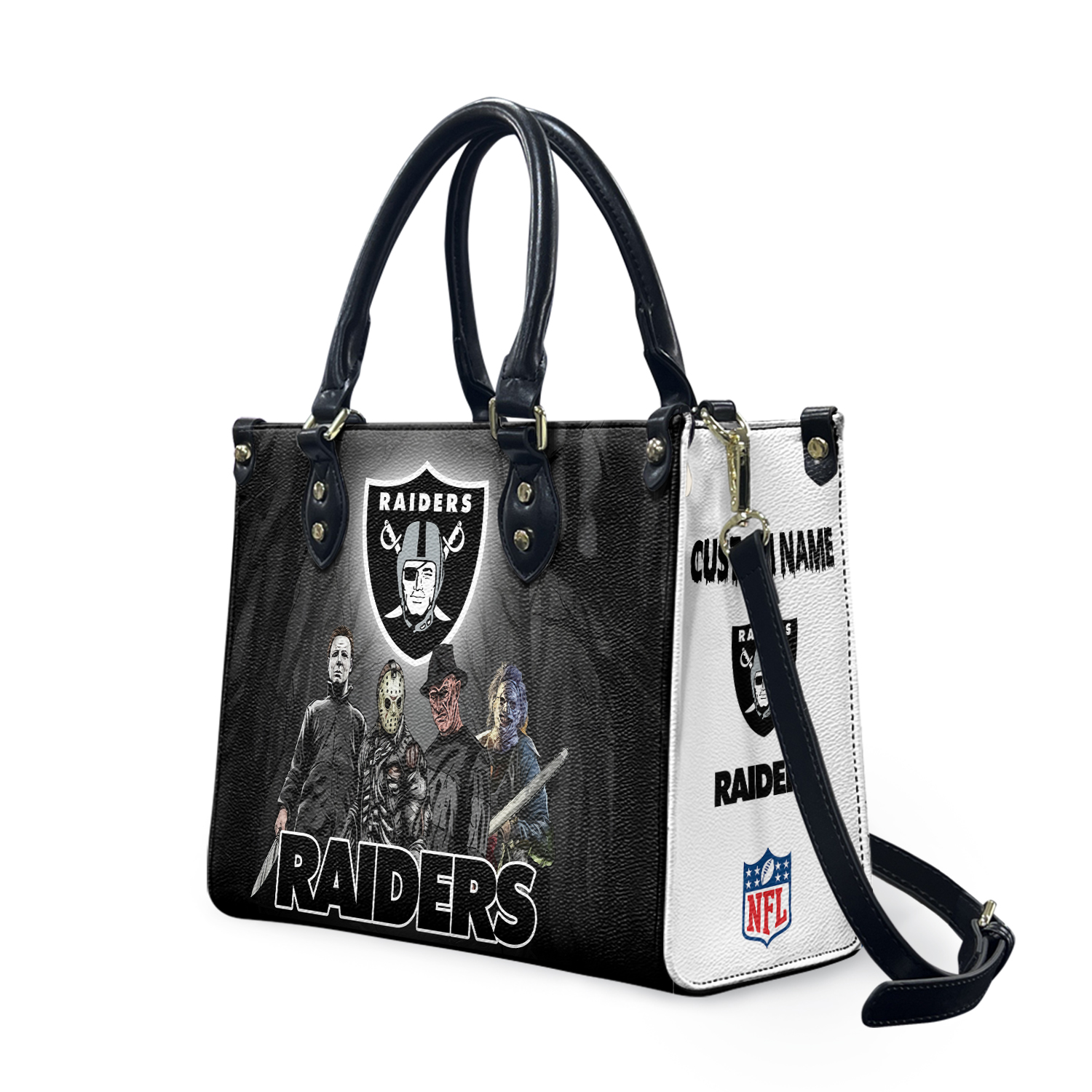 Personalized Vegas Raiders Leather Bag, Custom Leather Bag