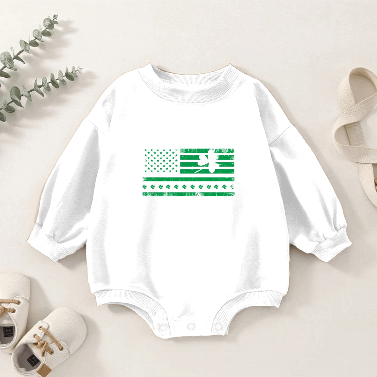 America US Flag Paddy Shamrock Saint Patricks Baby Romper Sweatshirts