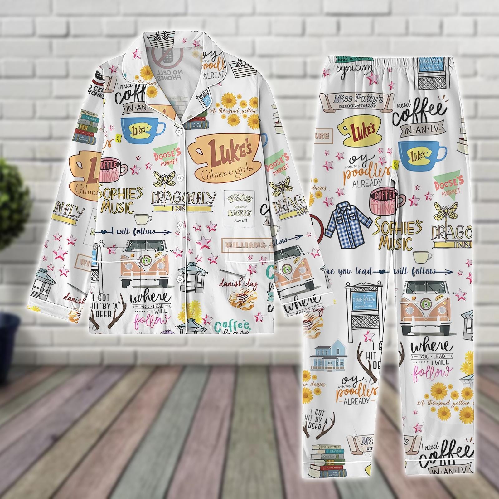 Stars Hollow Pajamas Set, Lukes Dinner Women Pajamas, Gilmore Girls Pajamas Set, Vintage Stars Hollow Pajamas, Gilmore Girls Gift