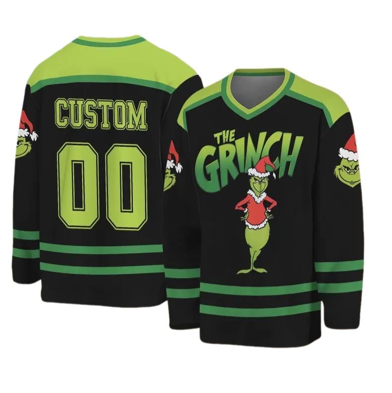 Personalized The funny character Christmas Hockey Jersey, Custom Grin Hockey, funny character Matching Family Outfit, Gift For Fan