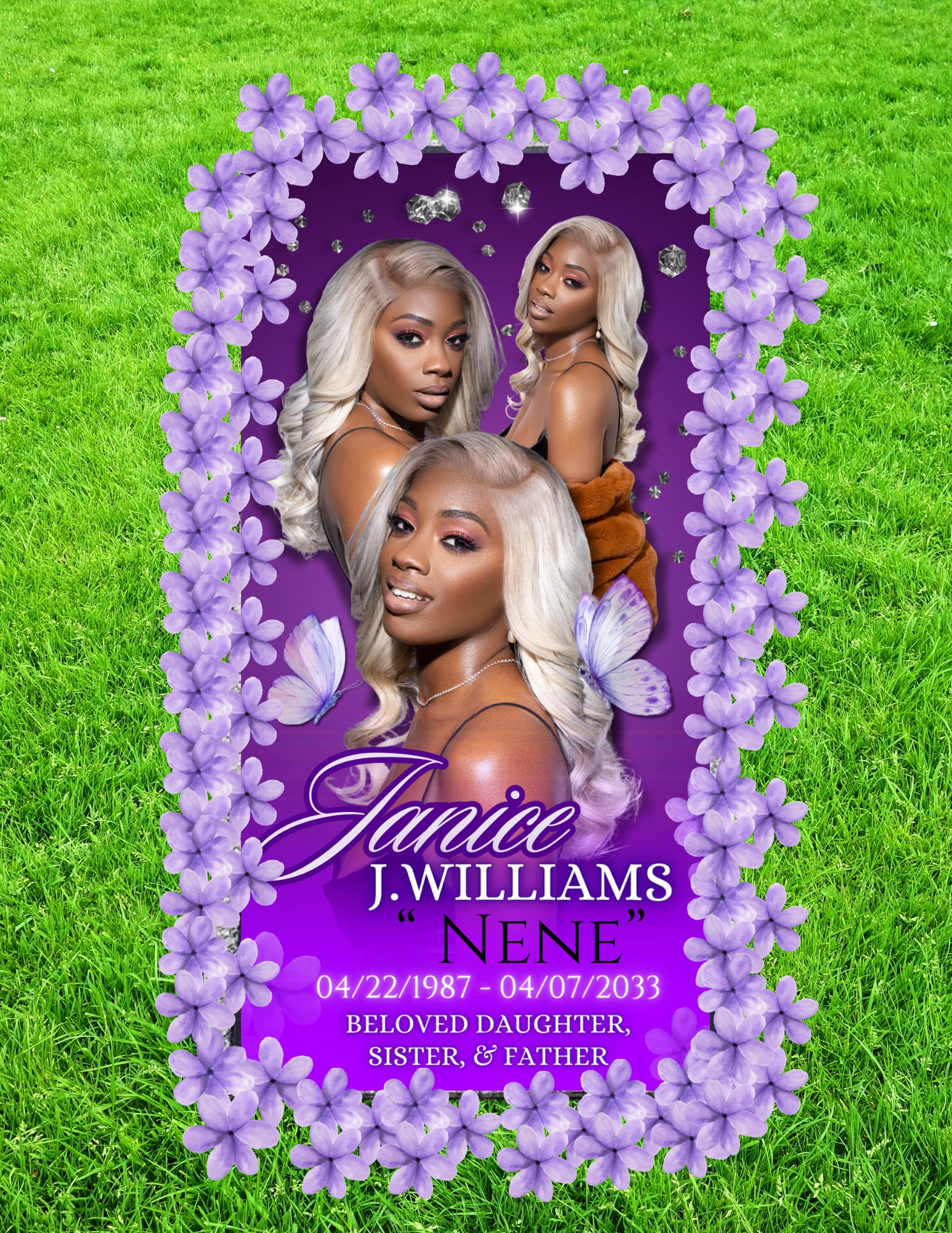 Custom Grave Blanket , Grave cover , printable , purple , loving memory