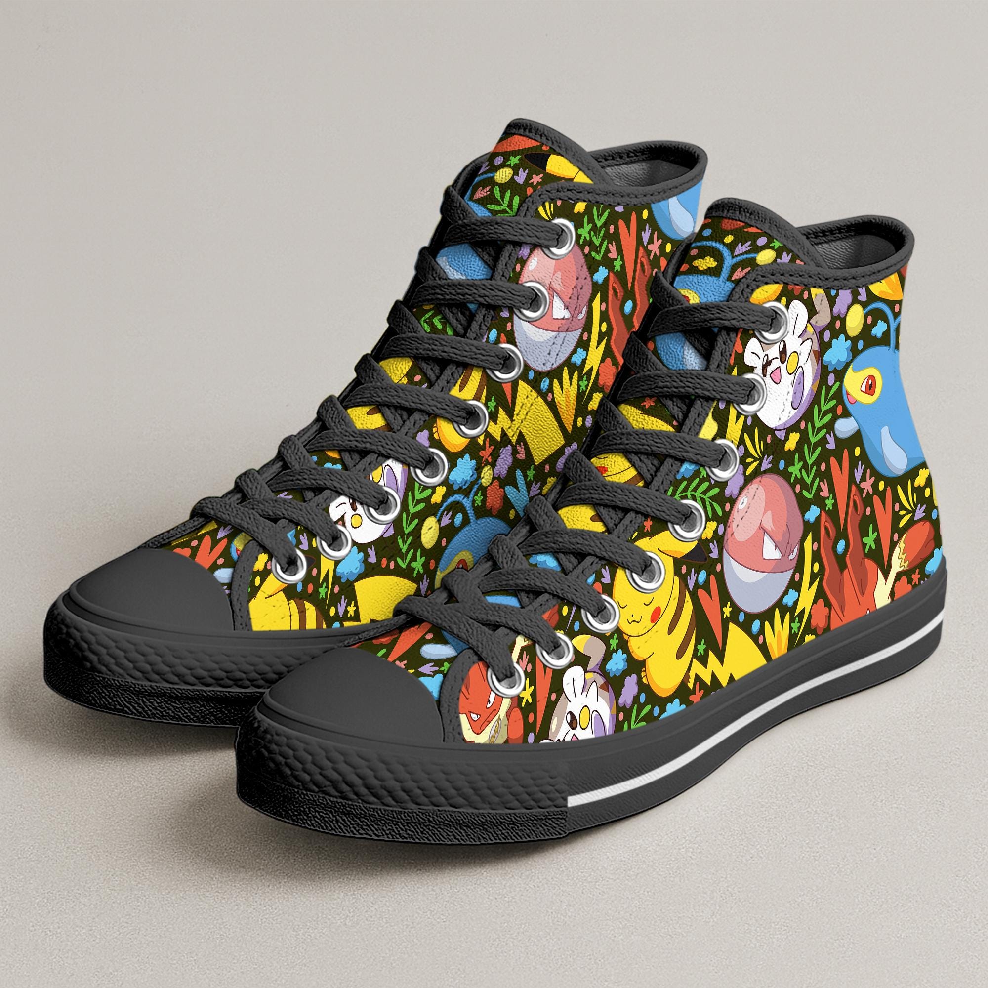 Pika Togedemaru High Top Shoes, Cute Pattern Sneakers, Pika Shoes Gifts