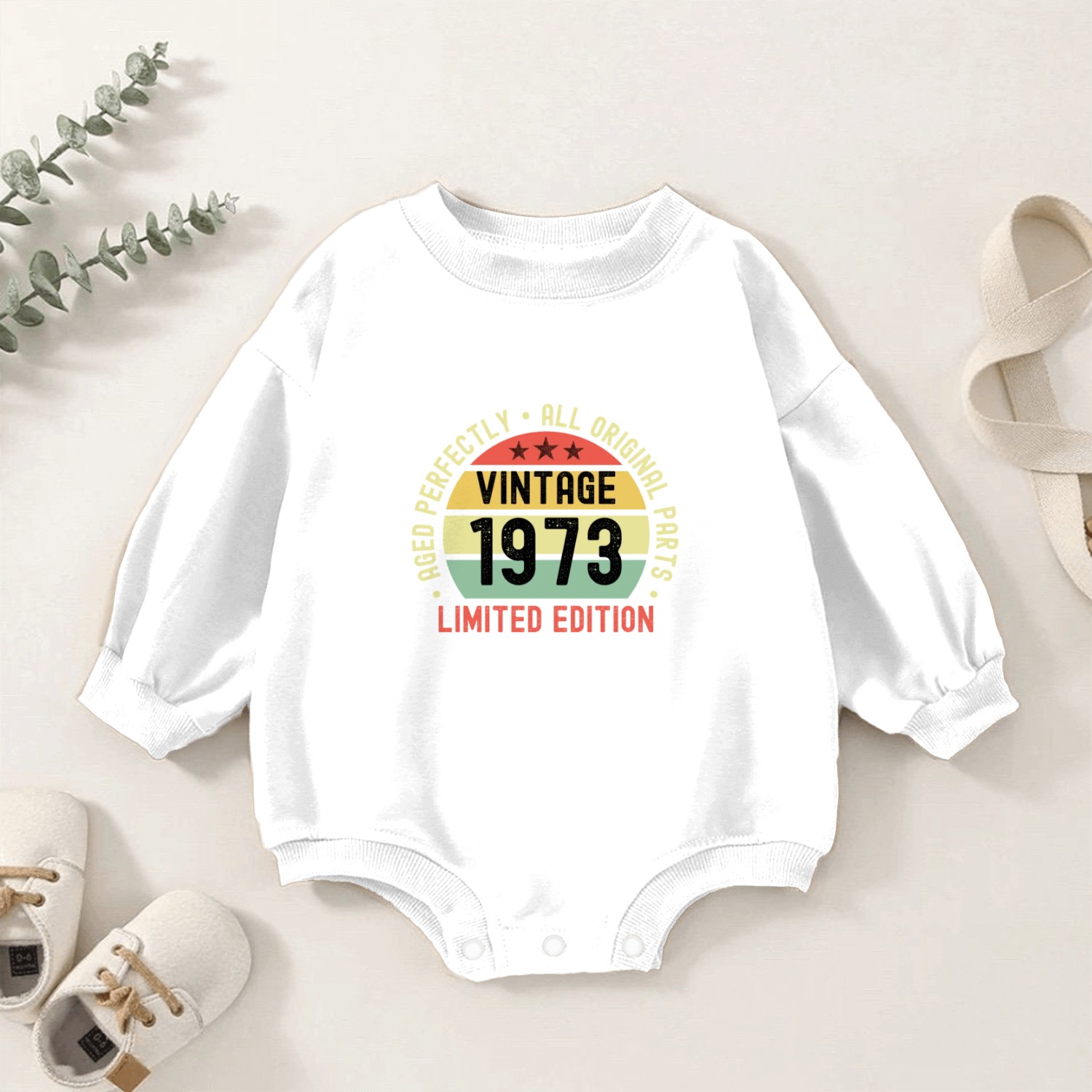 50th Birthday Vintage 1973 Baby Romper Sweatshirts