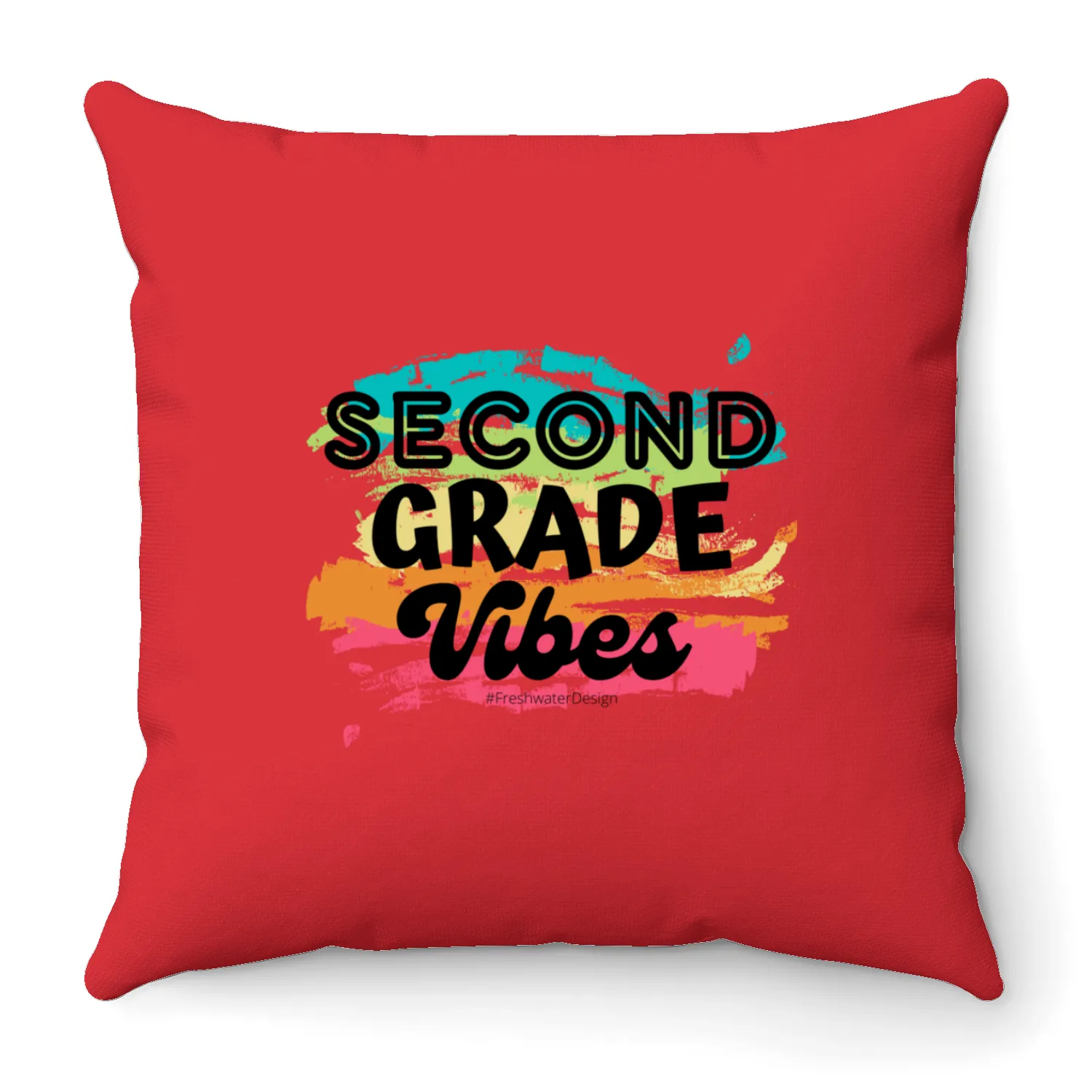 Second Grade Vibes (Bright) Throw Pillows