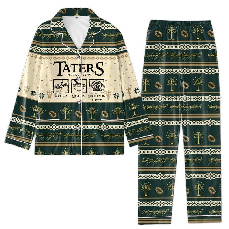 Lord Of The Ring Pajamas Set, Potato Taters Pajamas Family, Movie Pajamas Christmas, Holiday Pajamas, Women Pajamas, LOTR Fans Gifts