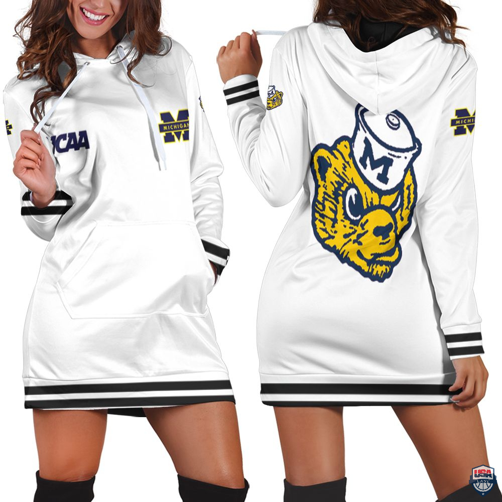 Michigan Wolverines NCAA Classic White 3D Hoodie Dress