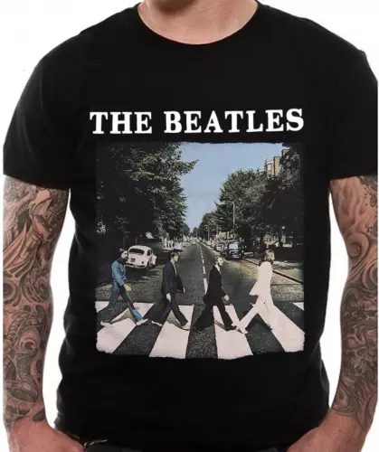 The Beatles Abbey Road T Shirt OFFICIAL Logo Mens Black New S - 5XL