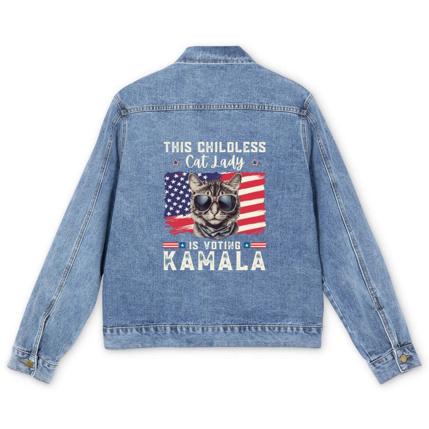 This childless Cat lady for kamala Harris 2024 Men's Denim Jackets