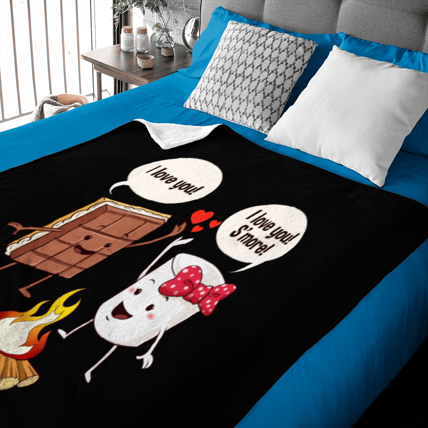 Cute Kids Camping Gift Print I Love You S'more Baby Blankets