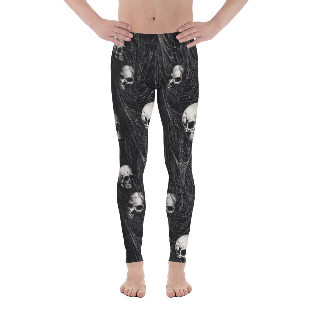 Halloween Men's Leggings: Gothic Skulls and Bones